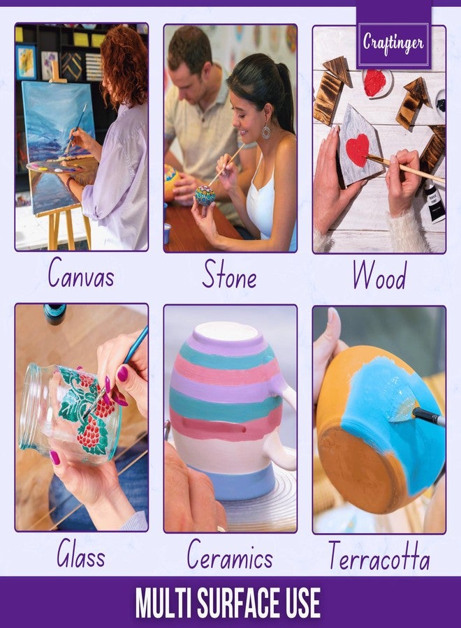 Craftinger مجموعة ألوان أكريليك كرافتينجر ١٢ قطعة مع ٣٠ مل من الورنيش | كل قطعة ٣٠ مل ألوان باستيل وألوان أساسية | ألوان متعددة الأسطح للرسم على القماش والخشب والزجاج والمعادن والبلاستيك وغيرها | مجموعة مناسبة للبالغين والفنانين والطلاب والأطفال والهواة - Image 4